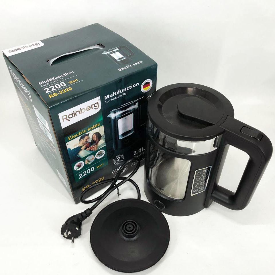 Електрочайник Rainberg RB-2220 2200 Вт 2 л Чорний (266161) - фото 3