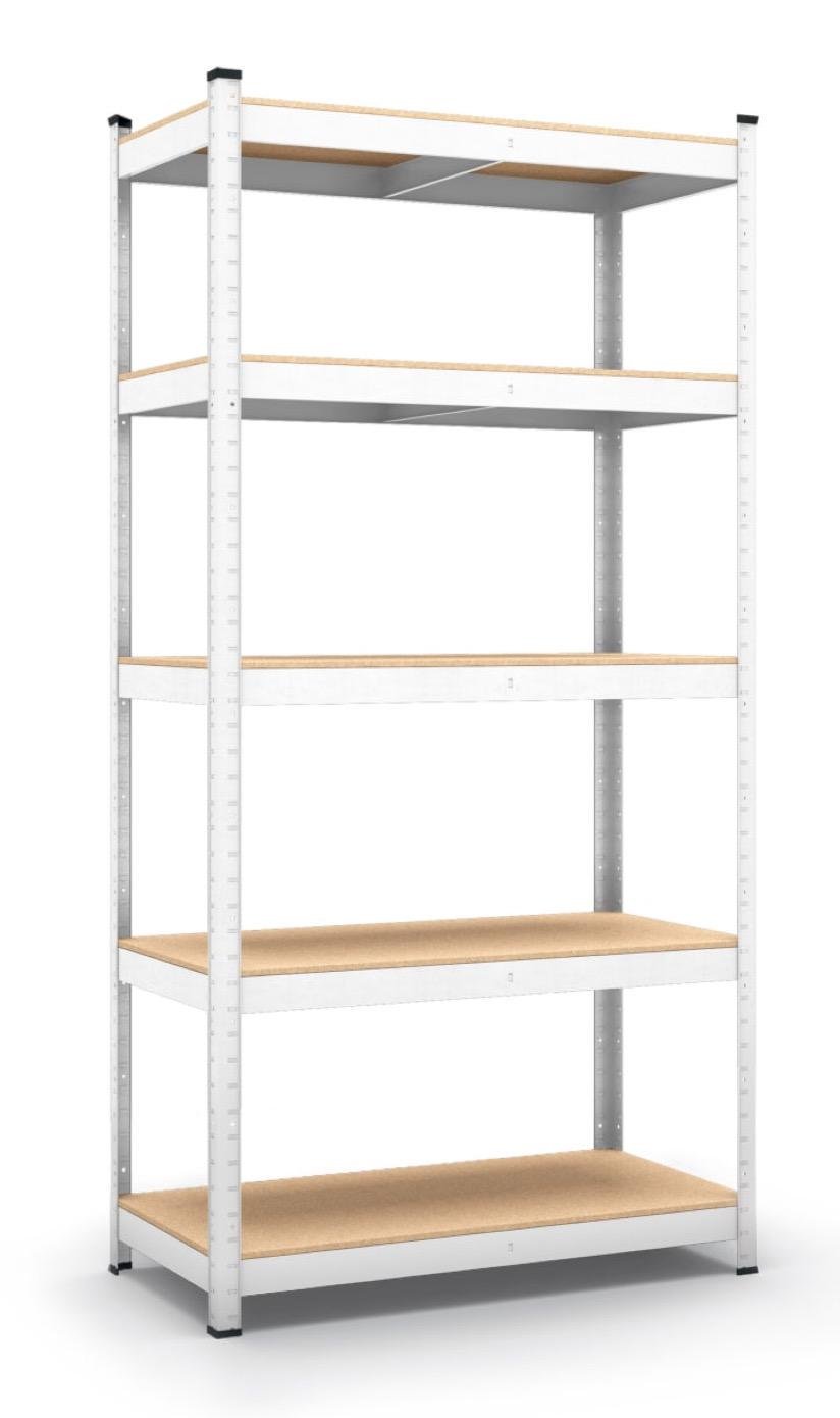 Стеллаж металлический Меткас 2000x1000x500 мм 150 кг/полку МДФ Белый (БДК-13)
