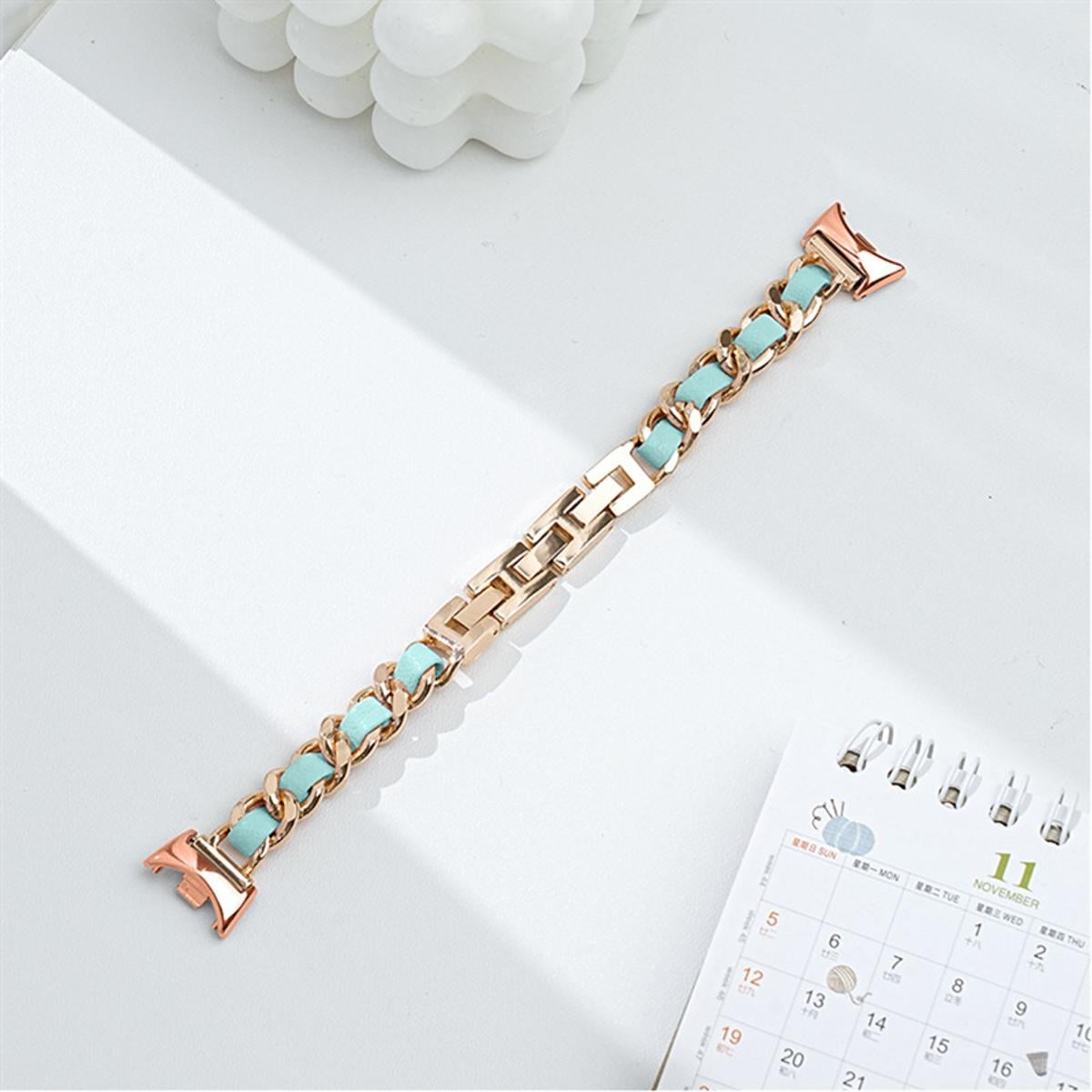 Браслет-цепочка металлический для Xiaomi Band 8 Золотистый с тиффани
