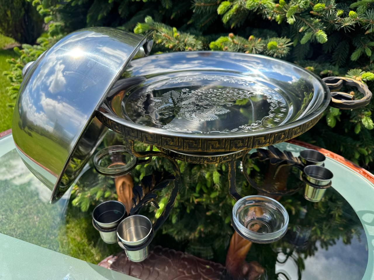 Садж для підігріву шашлику 3 соусниці/6 чарок 36 см - фото 2 Садж для підігріву шашлику 3 соусниці/6 чарок 36 см - фото 2