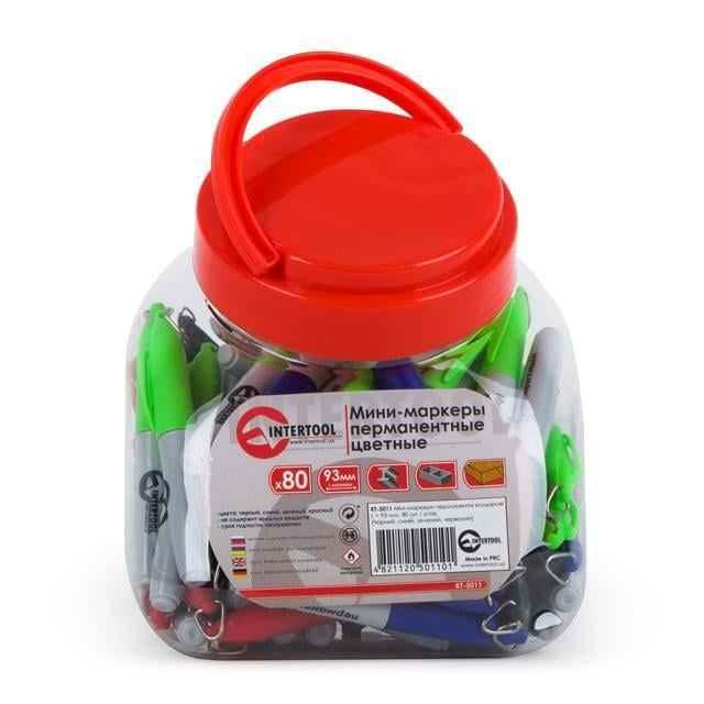 Міні-маркери Intertool перманентні кольорові L = 93 мм 80 одиниць (KT-5011)
