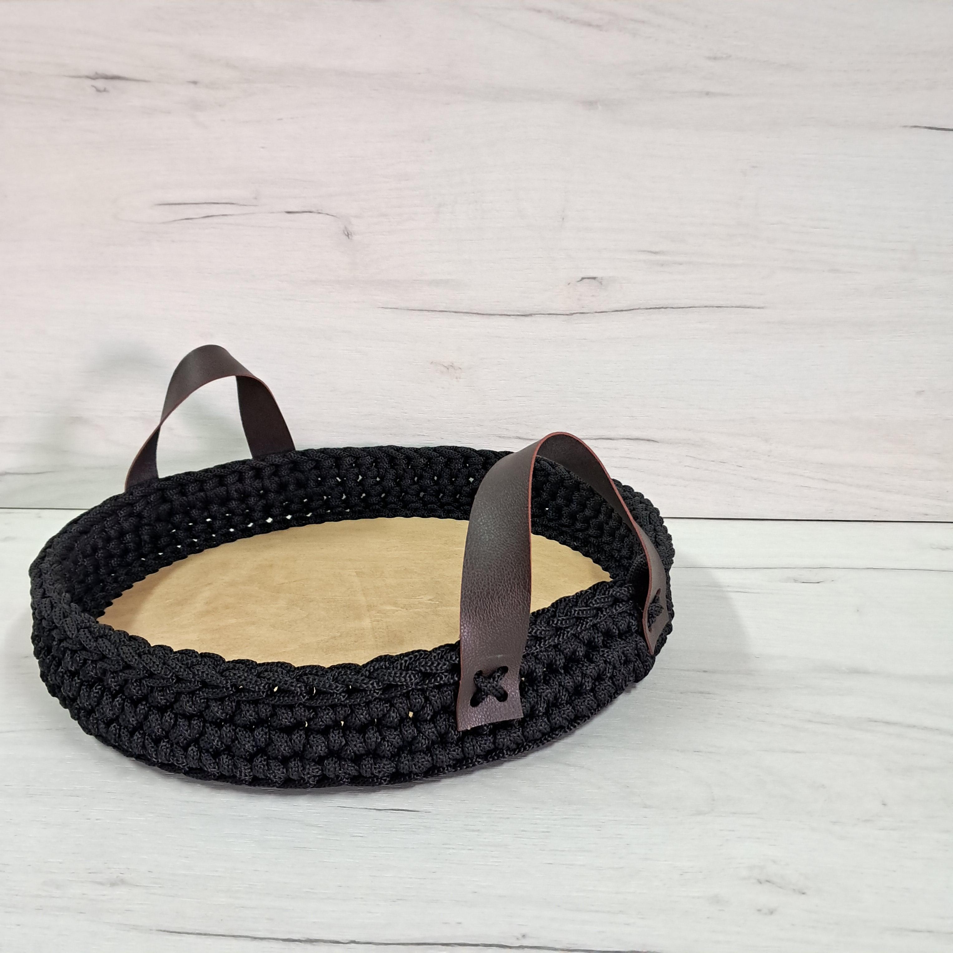 Поднос для сервировки с деревянным дном Черный (24287748)