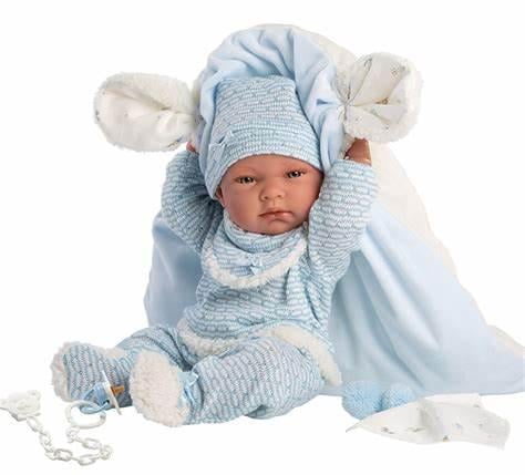 Лялька LLorens вінілова Хлопчик Niko новонароджений Пупс з ковдрою і соскою 40 см