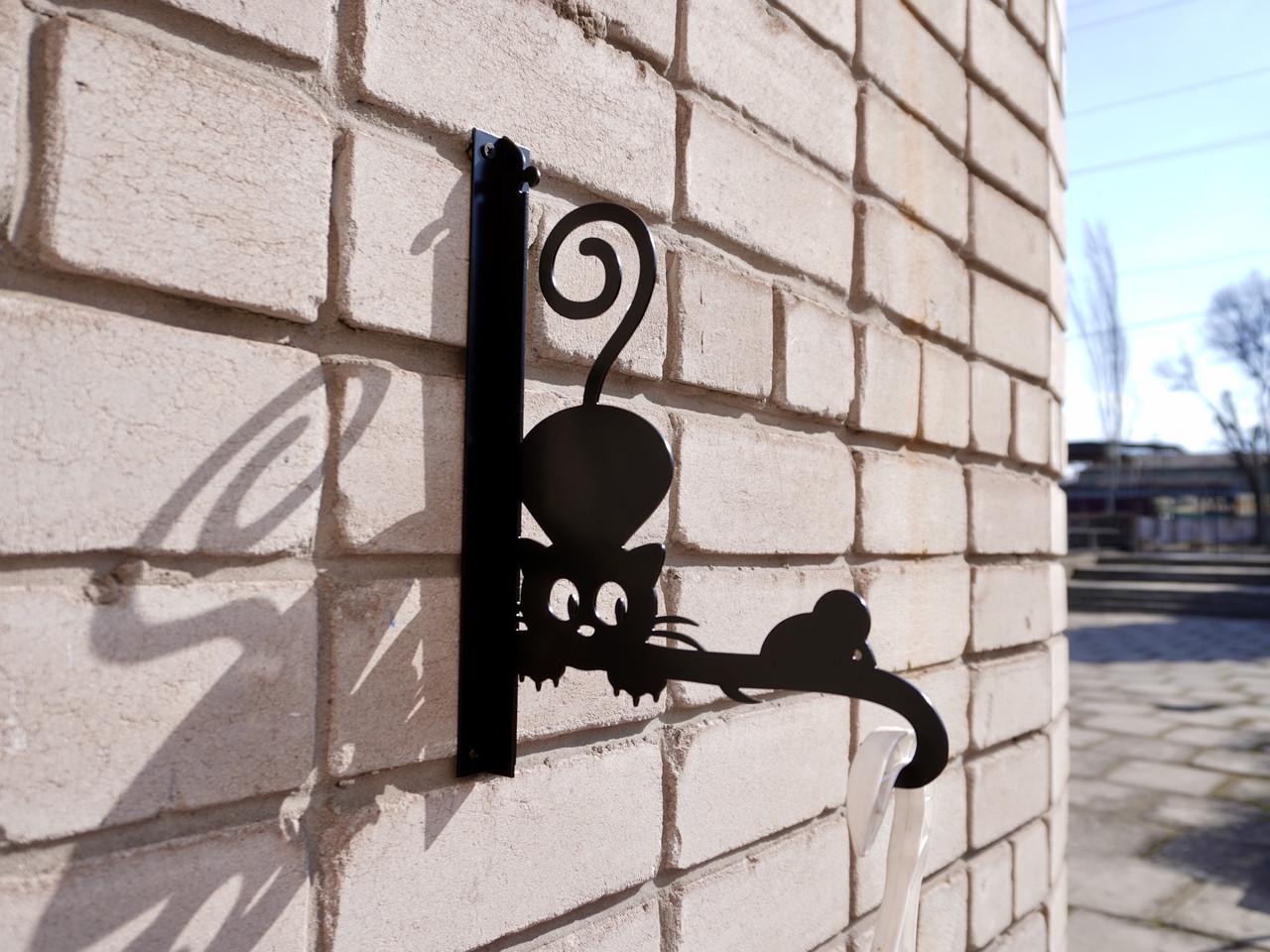 Кронштейн Кот и мышка для кашпо с цветами метал Черный (Б008) - фото 9