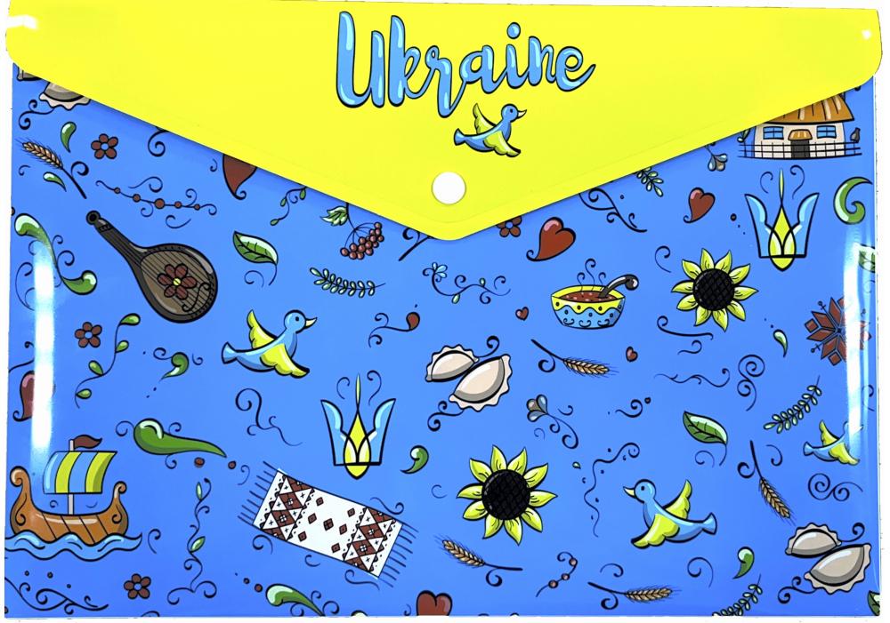 Папка-конверт Optima Traditional А4 на кнопці Жовто-блакитний (O35242)