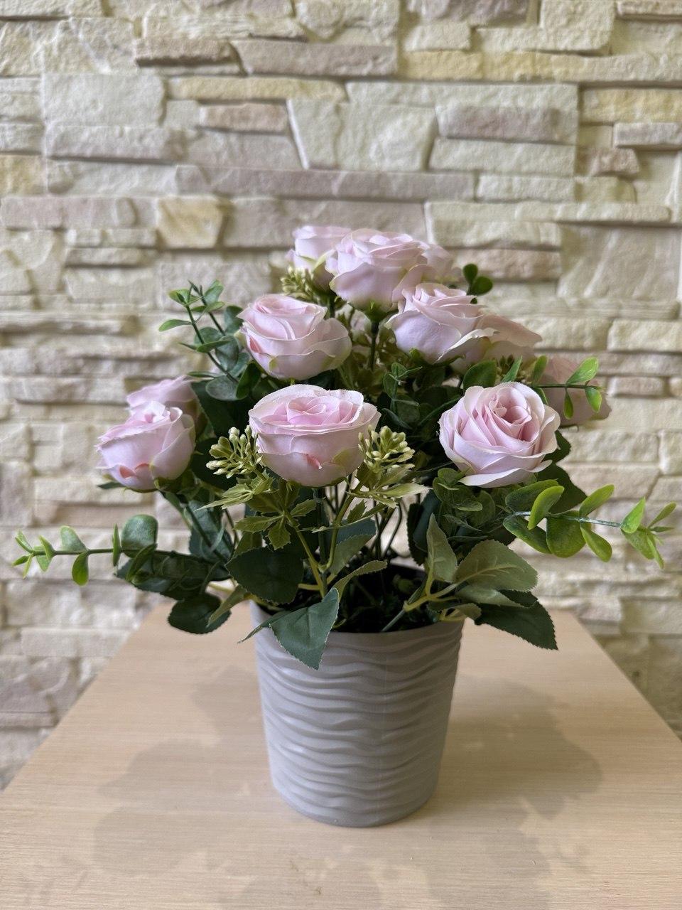 Букет троянди в кашпо ПЛАСТМАКС Бузковий (R0204) - фото 3