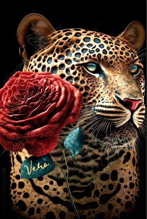 Набір для творчості алмазна картина Strateg Романтичний гепард HEG88143 30x40 см (MTT-191774)