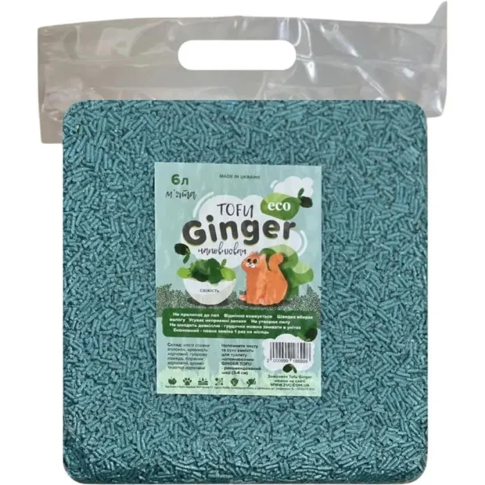 Соєвий наповнювач для туалетів Ginger Tofu М'ята 6 л Соєвий наповнювач для туалетів Ginger Tofu М'ята 6 л