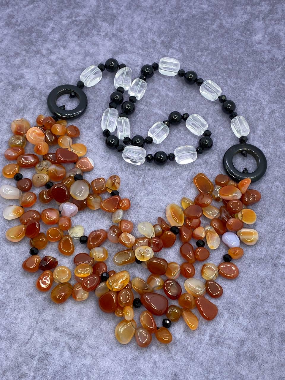 Бусы кварц сердолик 80 см Разноцветный (9983)