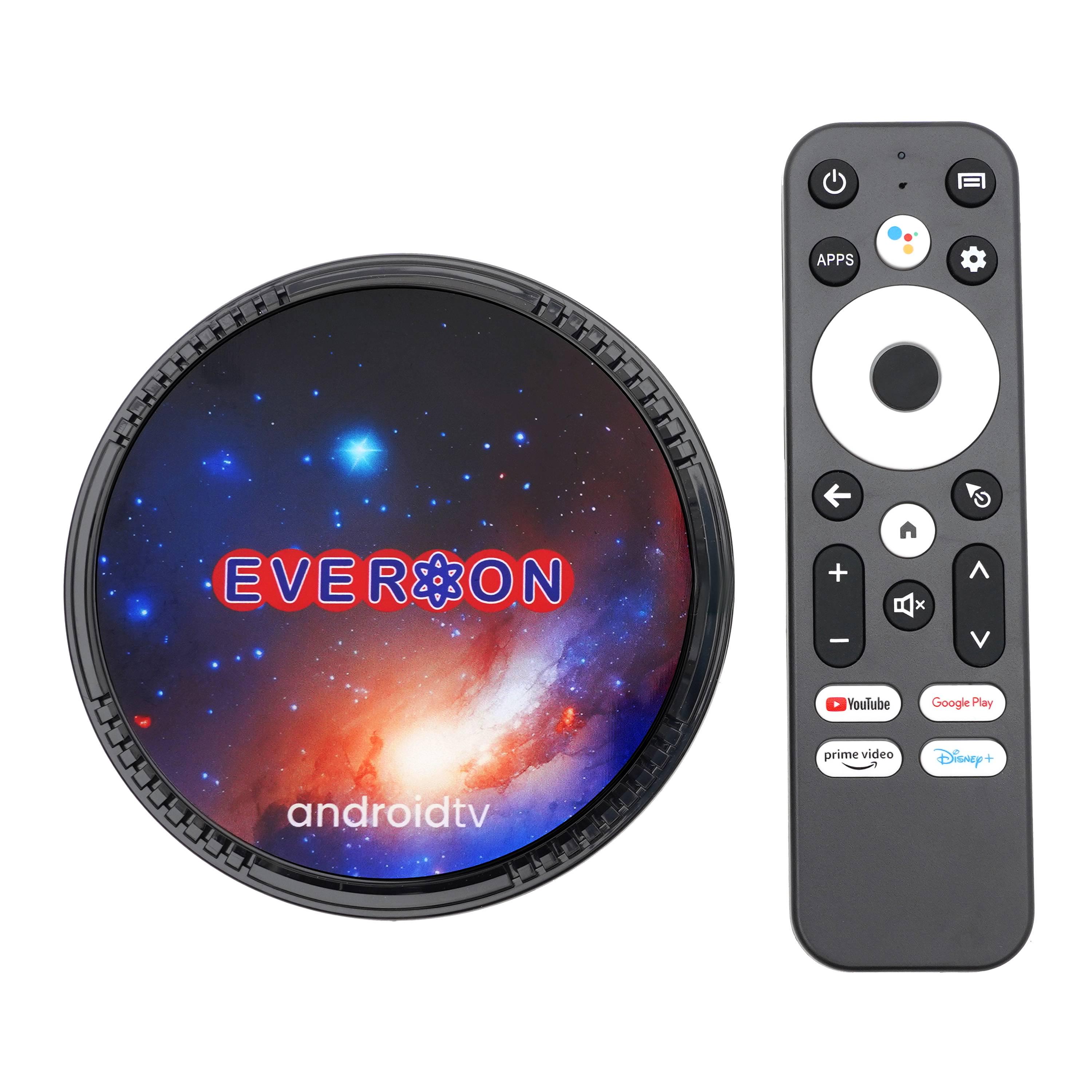 Смарт ТВ 4K HDR приставка Everon W2 ATV 4/64Gb Amlogic S905W2 Android 11 з гіроскопом та мікрофоном