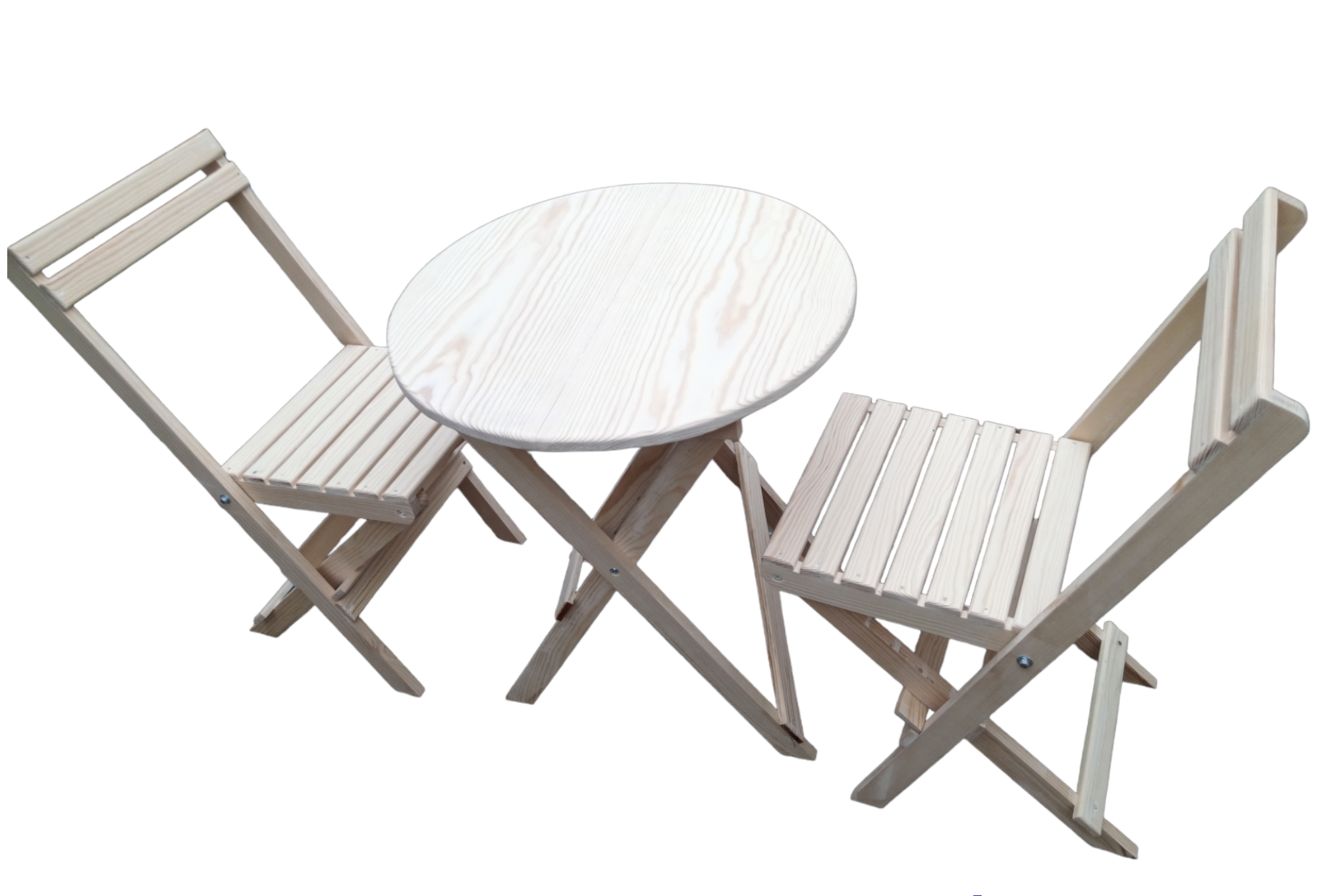 Комплект дерев'яних меблів стіл круглий та два стільці