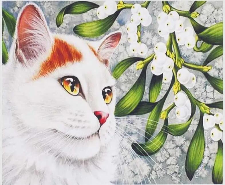 Алмазна мозаїка TK Group Білий кіт 40х30 см (GB73412)