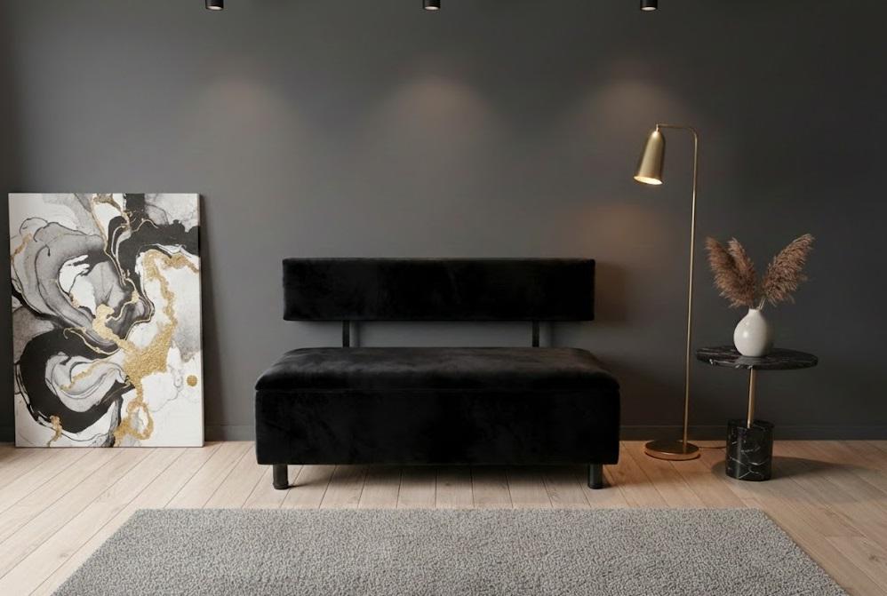 Диван в зону ожидания Сompakt Black велюр 120 см Черный