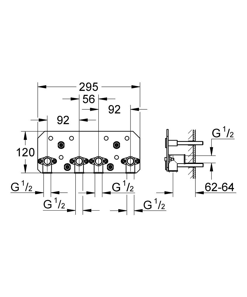 Скрытая часть верхнего душа Grohe Rainshower F-Series 26042000 (143712) - фото 2