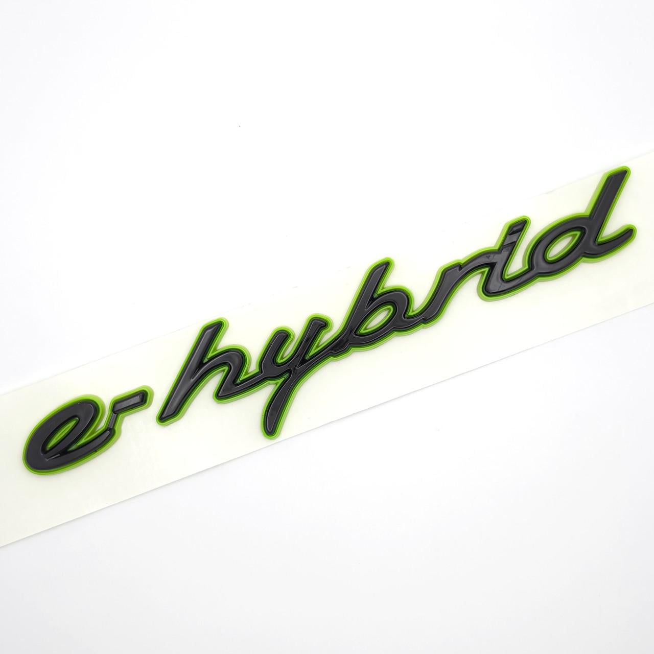 Эмблема надпись e-hybrid Porsche 17,2х2,3 см ABS Зеленый/Черный глянец (3087980474)