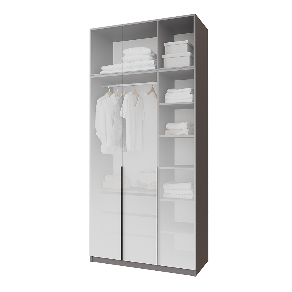 Шкаф распашной с тумбой и антресолью Меблітренд Чиназес Чита-1200.4 1200х500х2450 мм Графитовый/Белый (27356755) - фото 3 Шкаф распашной с тумбой и антресолью Меблітренд Чиназес Чита-1200.4 1200х500х2450 мм Графитовый/Белый (27356755) - фото 3