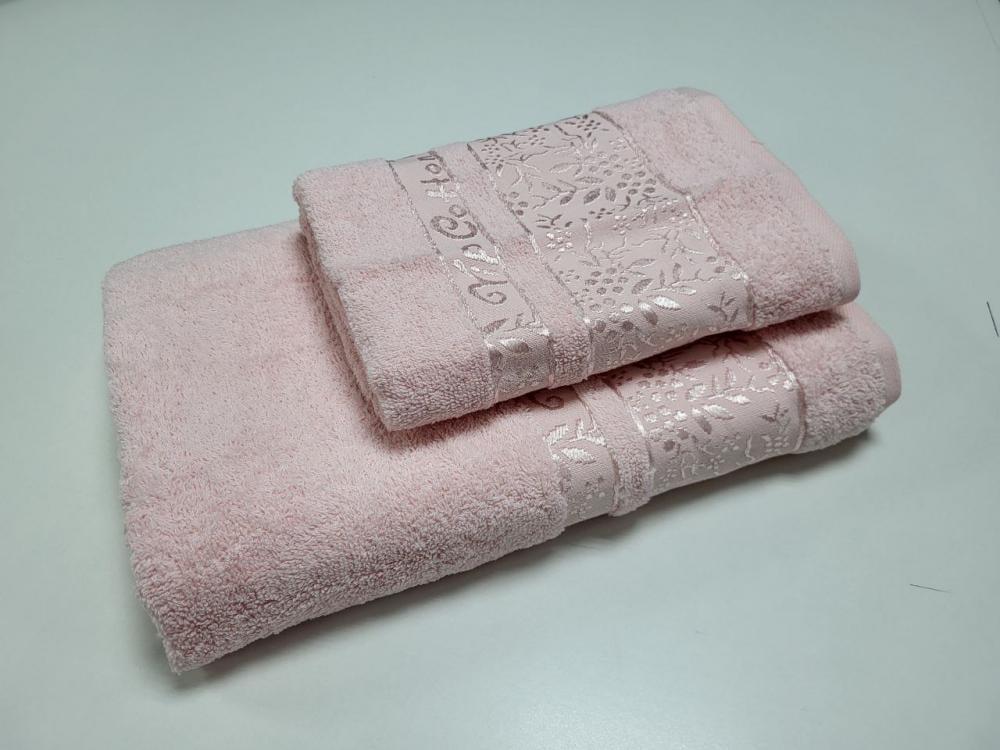 Набор махровых полотенец для ванной VIP COTTON ROWAN 70x140/50x90 см 2 шт. Розовый (13014) - фото 1 Набор махровых полотенец для ванной VIP COTTON ROWAN 70x140/50x90 см 2 шт. Розовый (13014) - фото 1