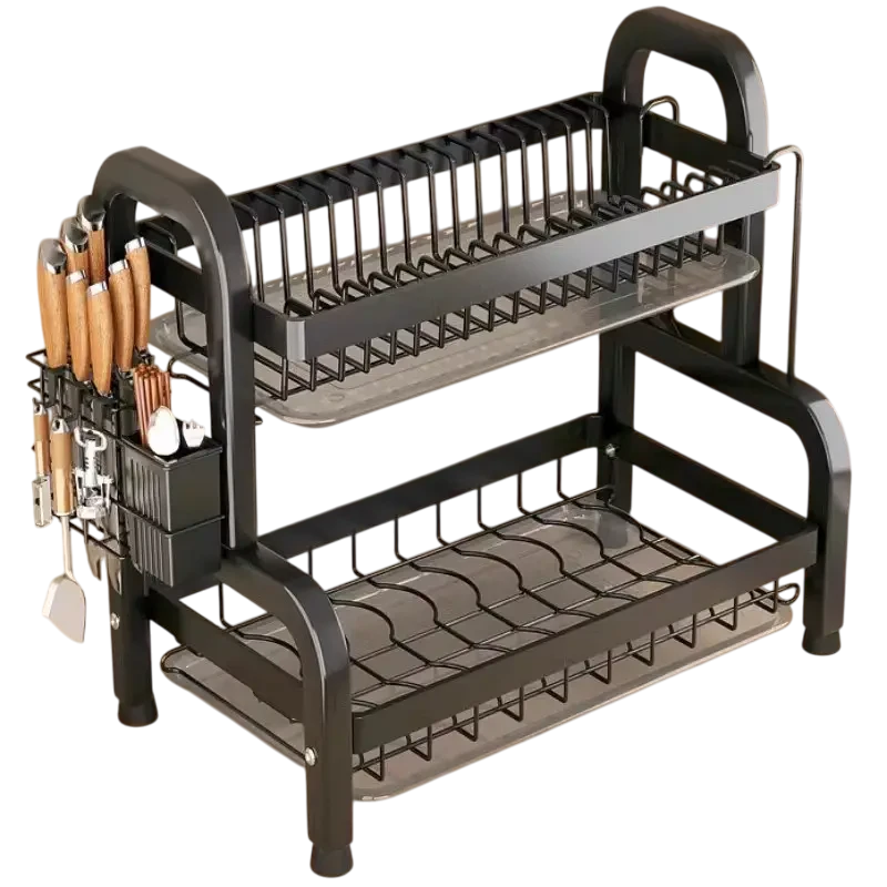 Сушарка для посуду та кухонних приладів з нержавіючої сталі з 2 піддонами 41,5х25х41 см Сушарка для посуду та кухонних приладів з нержавіючої сталі з 2 піддонами 41,5х25х41 см