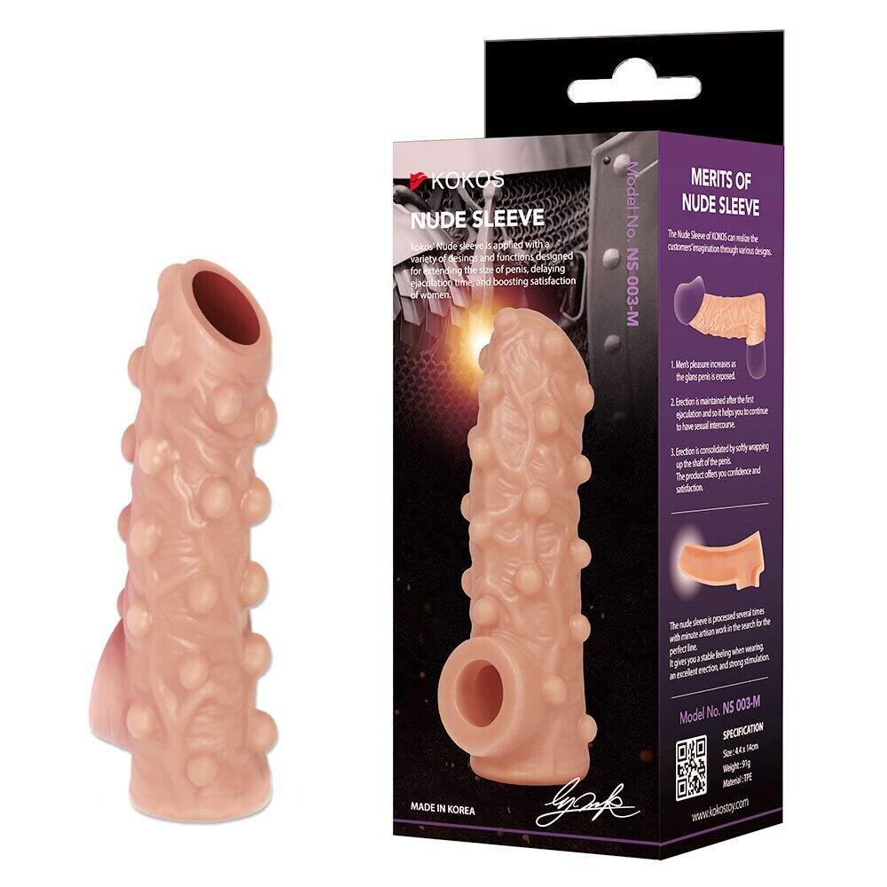 Насадка на член открытая Kokos Nude Sleeve NS 003 S с крупными бугорками (36396549)