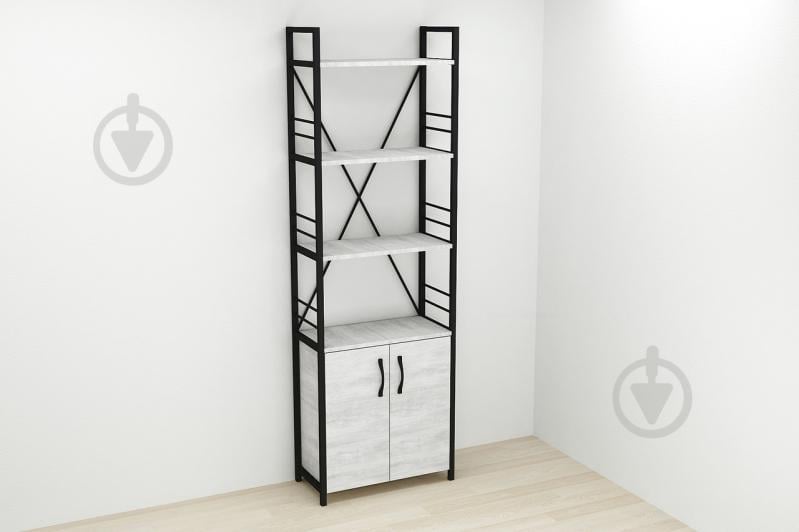 Этажерка 4/60 Ferrum-decor Серии Конект с тумбой  179x60x28 Черный ДСП Урбан Лайт (FD1069)