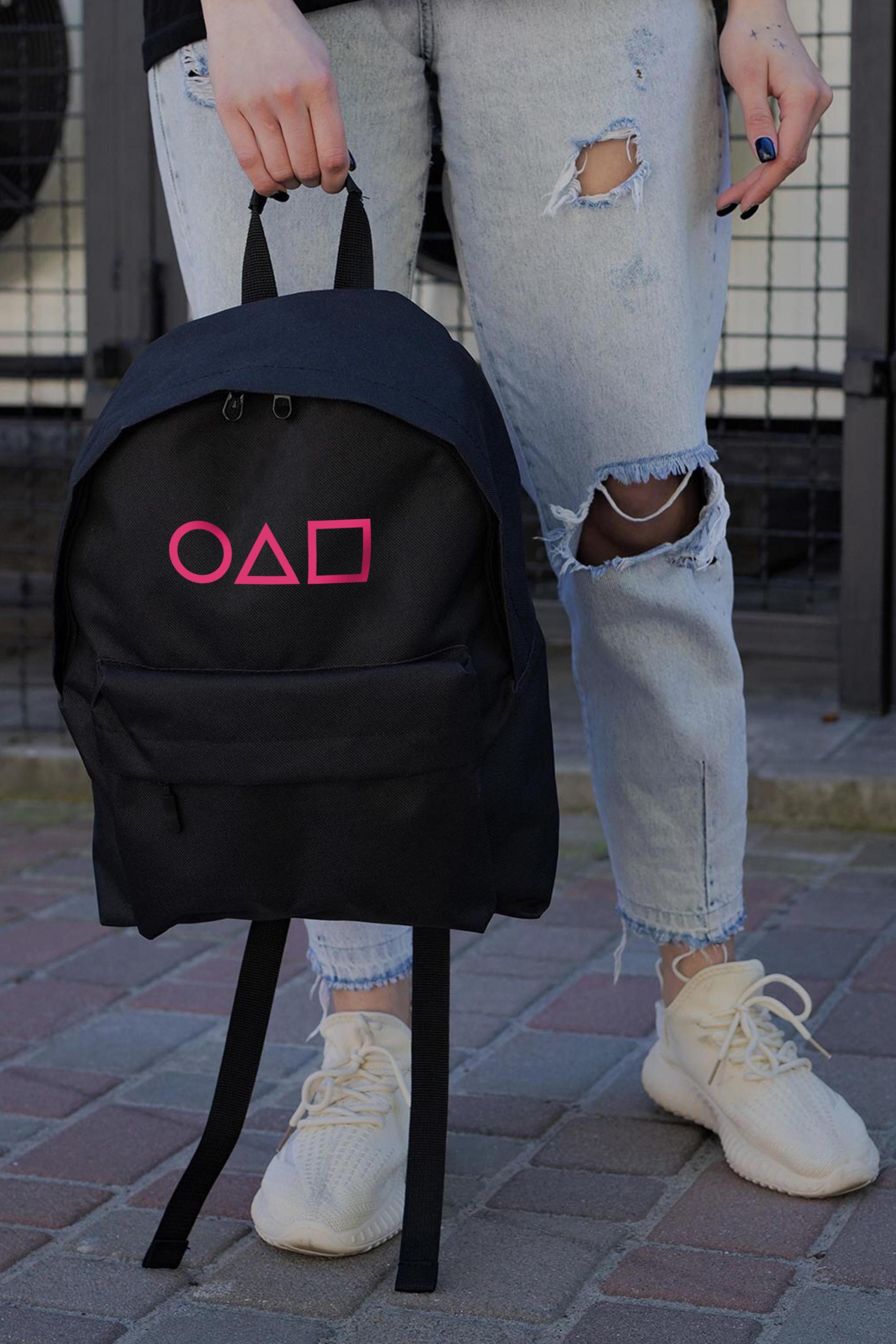 Рюкзак школьный для девочки Without Compact с принтом Игра В Кальмара Black (8055237)