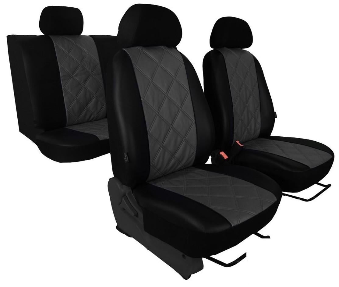 Универсальные авточехлы Pok-ter Elit 1+2 Volkswagen T5 2003-2009 с серой вставкой экокожа