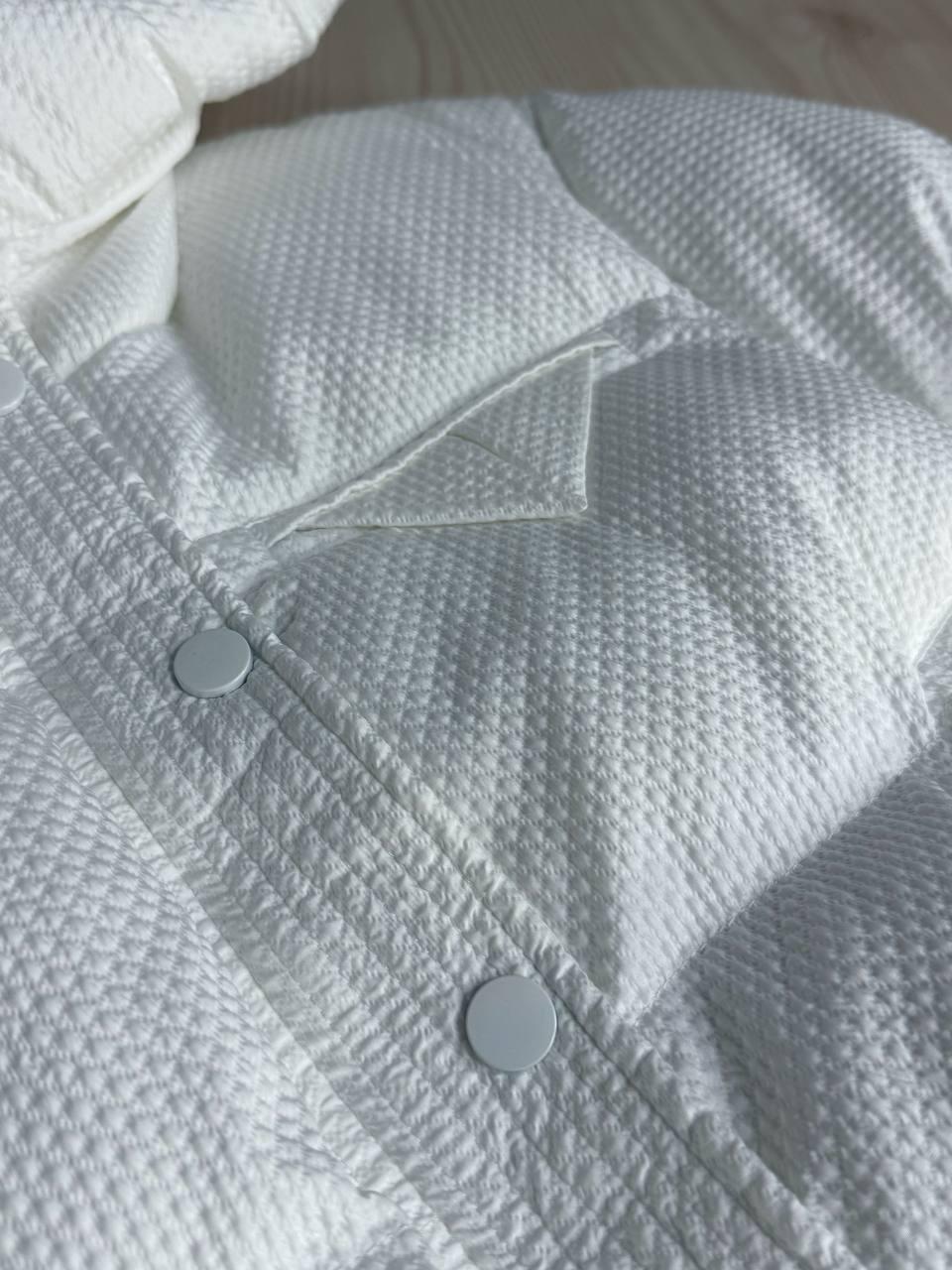 Куртка женская LADY YEP 10039 вафельная пуффер оверсайз с капюшоном р. 42 Белый (4883) - фото 2