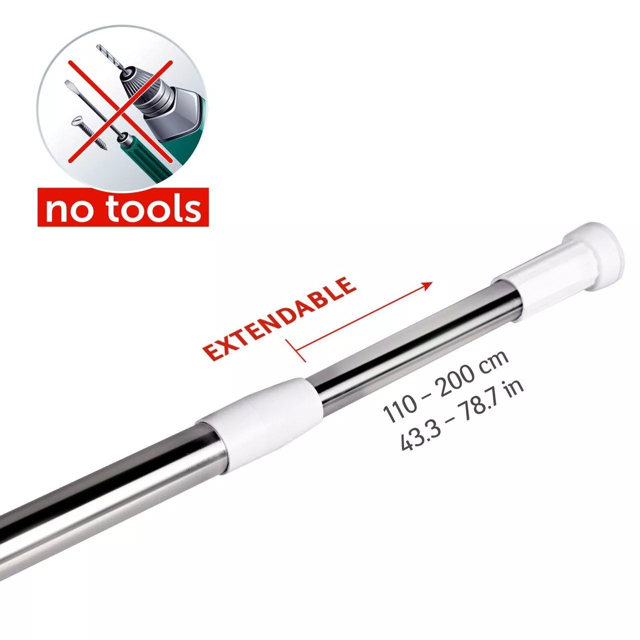 Штанга для ванної кімнати телескопічна Frap F8903 з нержавіючої сталі 140-260 см (1037825) - фото 2 Штанга для ванної кімнати телескопічна Frap F8903 з нержавіючої сталі 140-260 см (1037825) - фото 2