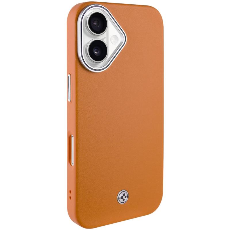 Противоударный чехол PC+Leather SGP with MagSafe для Apple iPhone 16 Plus (6.7") Brown