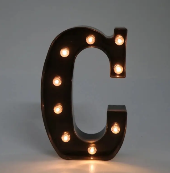 Літера з підсвіткою С об'ємна маленька 22x14 см Чорний (Ч1243) Літера з підсвіткою С об'ємна маленька 22x14 см Чорний (Ч1243)