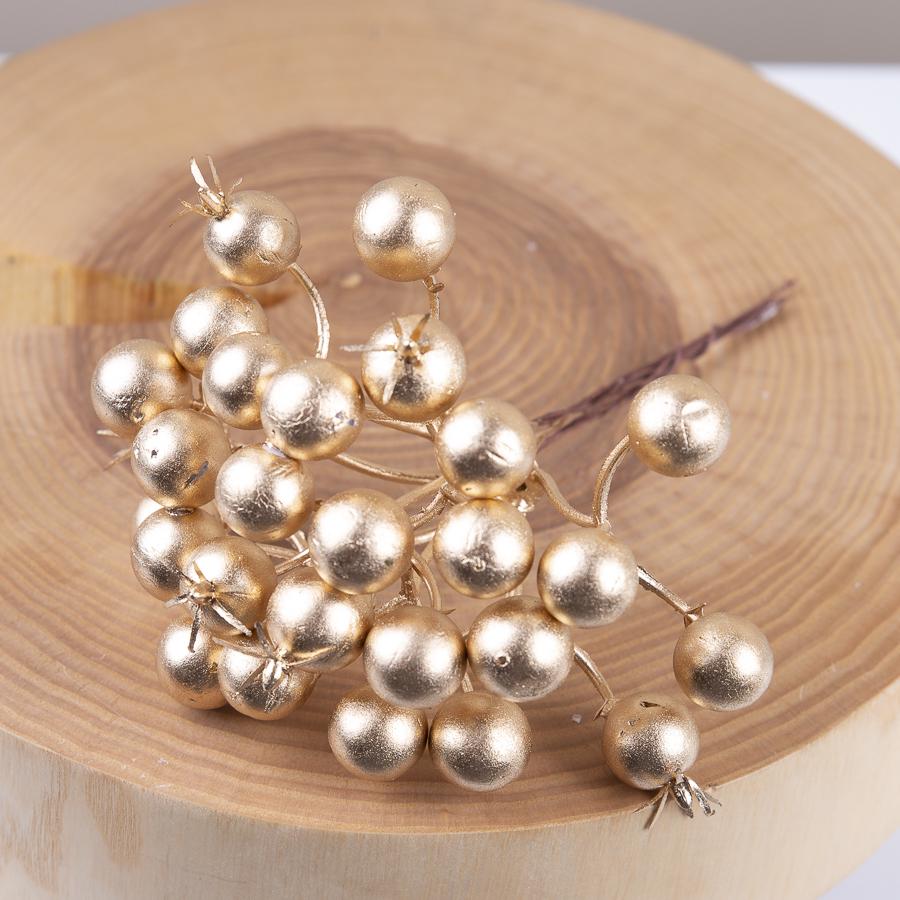 Ветвь-гроздь калины перламутрово-золотая 2016-3