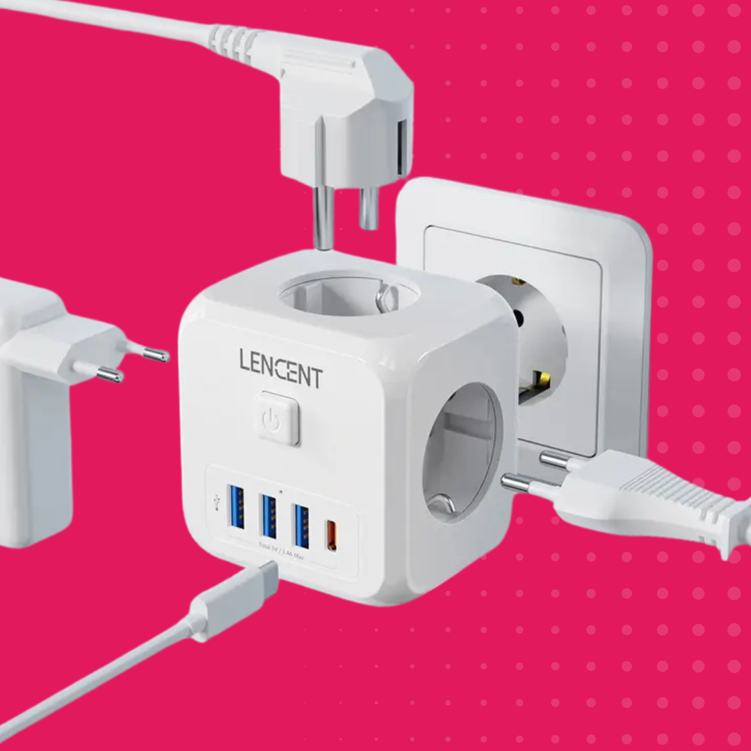 Мультирозетка трійник LENCENT 3EU/3 USB QC 7в1 з вимикачем (2296507980) - фото 5