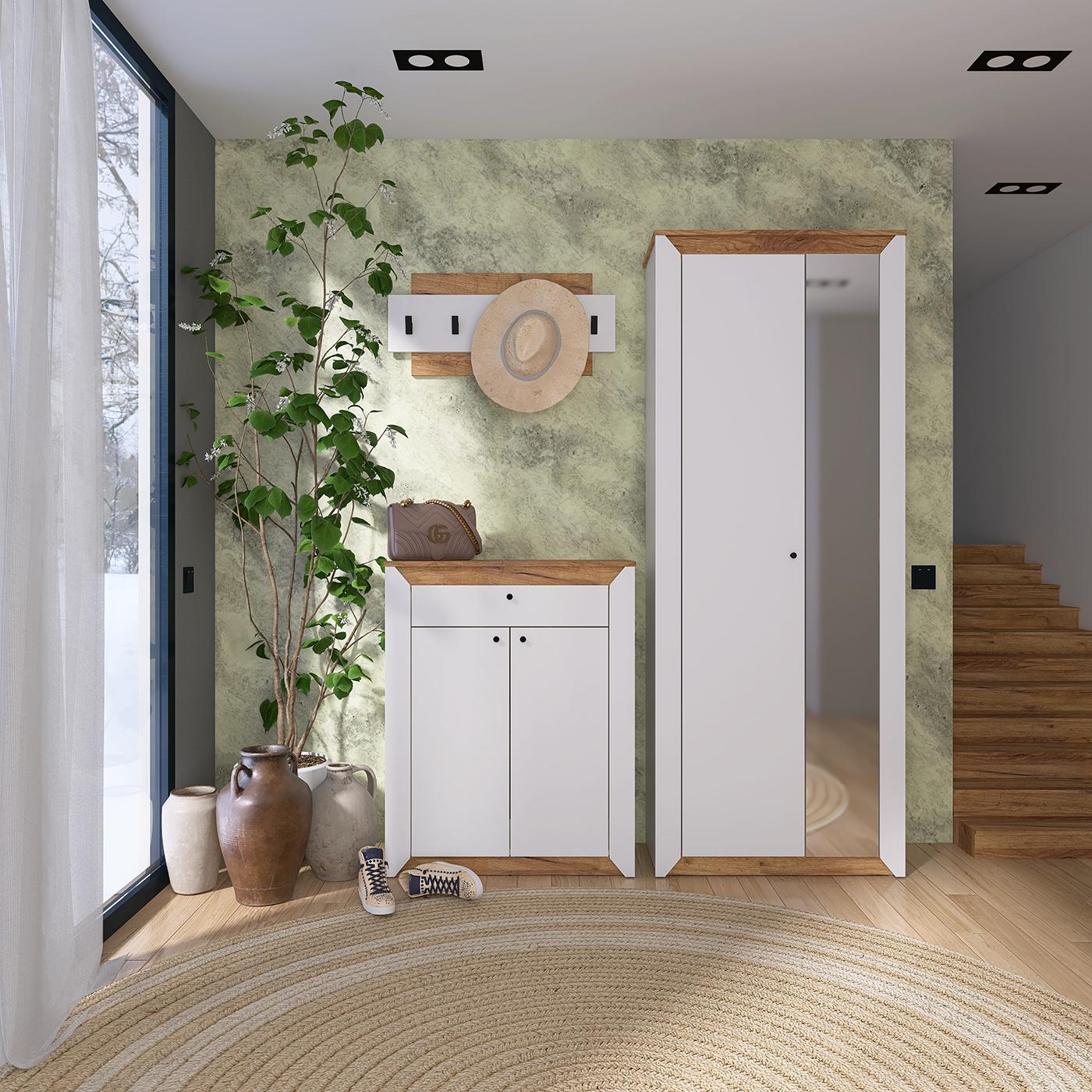 Пенал Everest Нордик 800 закрытый с зеркалом 800х376х2050 мм Дуб крафт золотой/Белый (11168) - фото 4 Пенал Everest Нордик 800 закрытый с зеркалом 800х376х2050 мм Дуб крафт золотой/Белый (11168) - фото 4