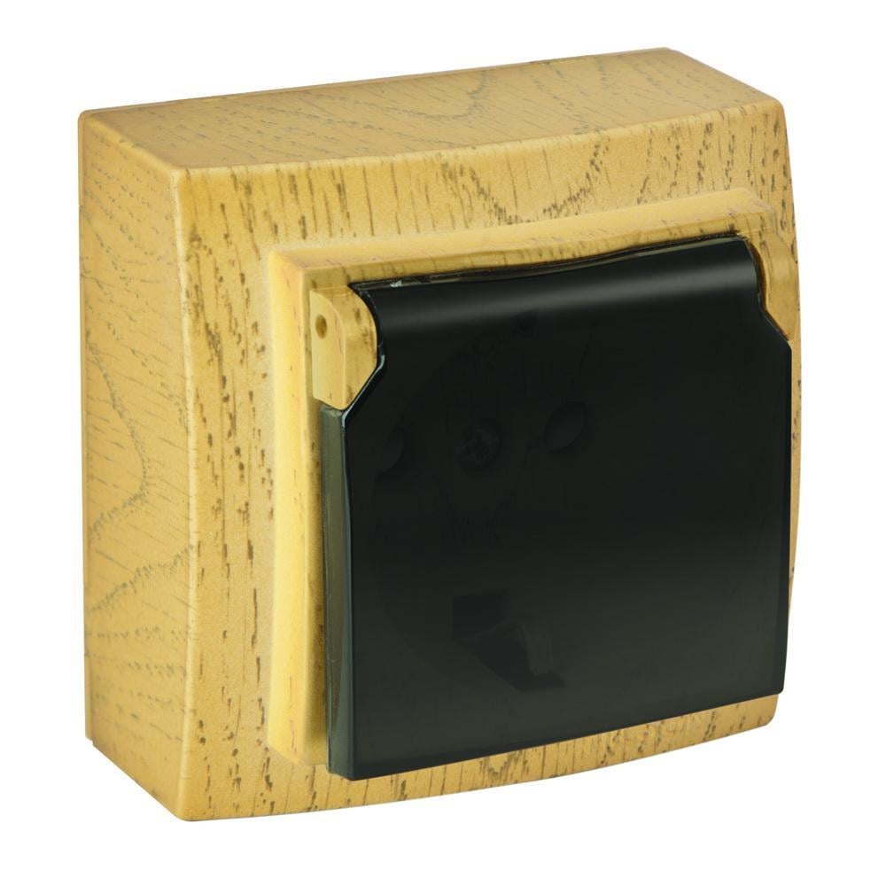 Розетка Nilson Themis одинарна з заземленням з кришкою Клен (26281018)