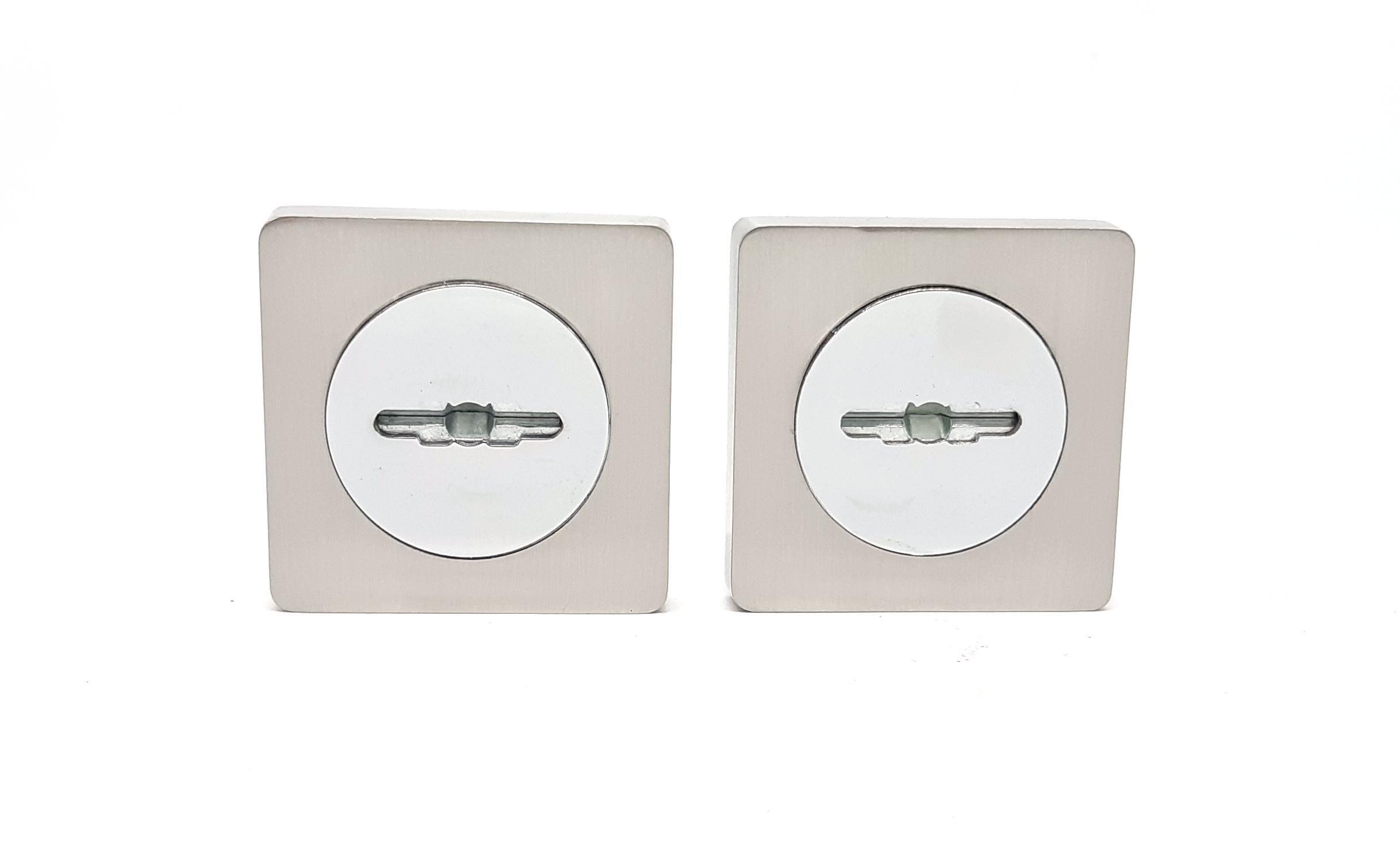 Накладка Class ET 08 Quadro Квадрат под сувальдный ключ Никель матовый/Хром полированный Накладка Class ET 08 Quadro Квадрат под сувальдный ключ Никель матовый/Хром полированный