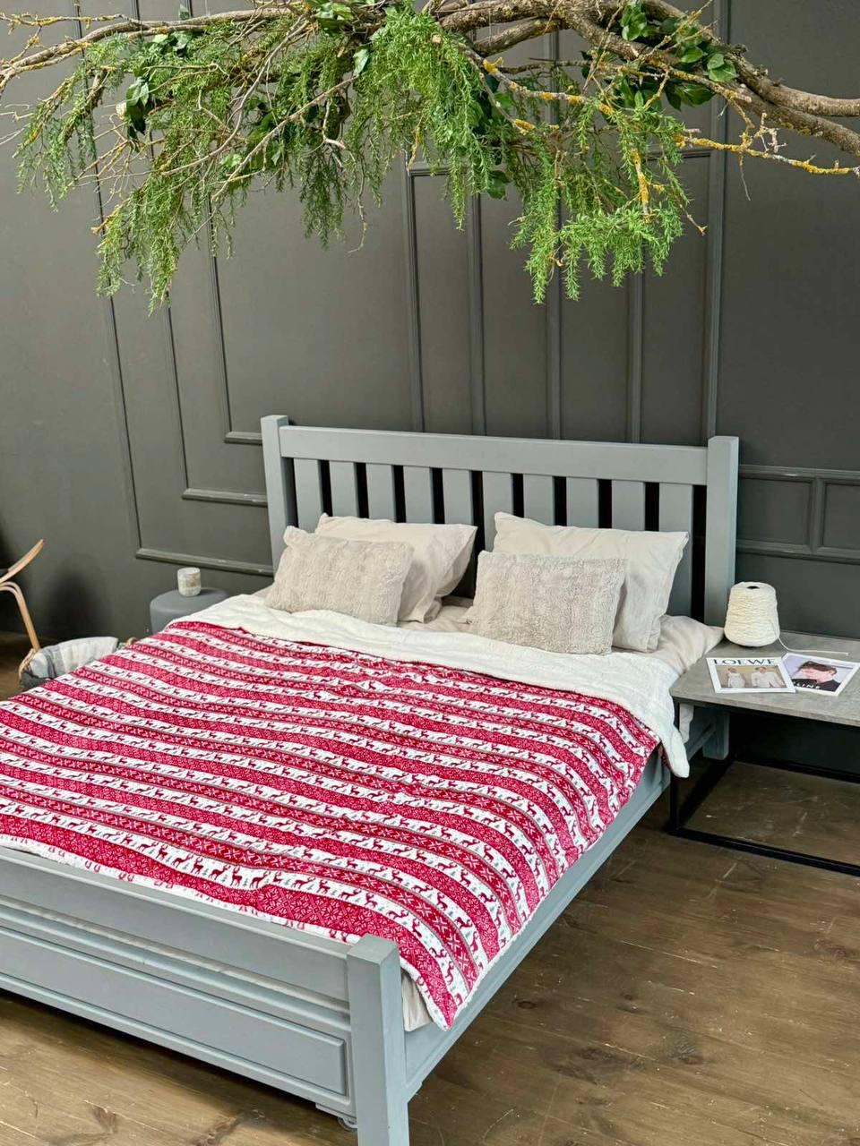 Плед на олене овчины 200x230 см Красный с белым