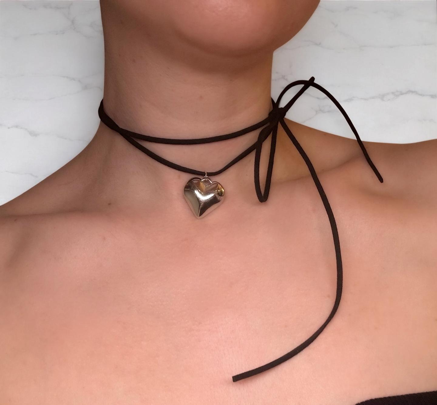 Чокер Mirshine Leather Heart Black (22980) - фото 3