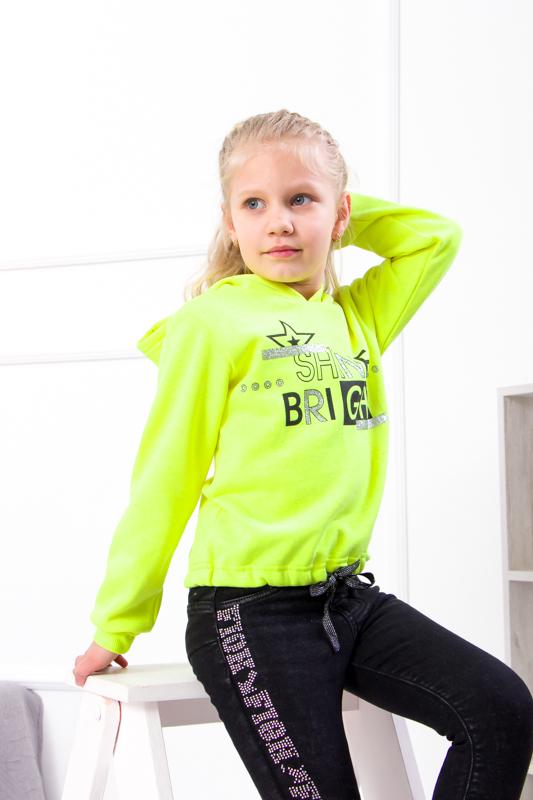 Худі для дівчинки укорочений Носи своє 110 см Лимонний (1441-v0)