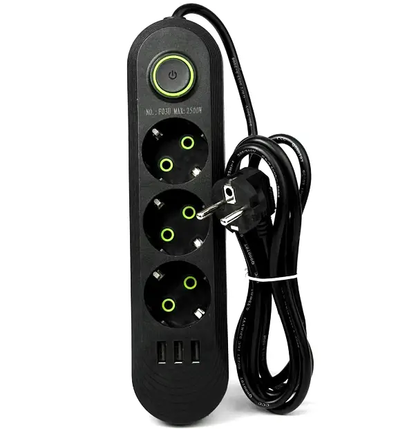 Фильтр-удлинитель сетевой UA Power F03U с 3 розетками и портами 3xUSB-A 6 м Black (30835846) Фильтр-удлинитель сетевой UA Power F03U с 3 розетками и портами 3xUSB-A 6 м Black (30835846)