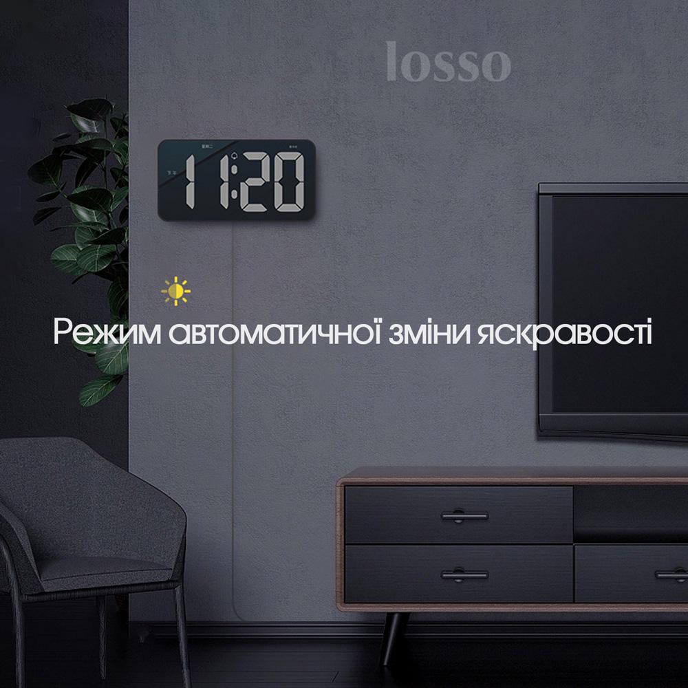 Часы настенные электронные LOSSO Premium W-500 с LED подсветкой Белый (369505101) - фото 5