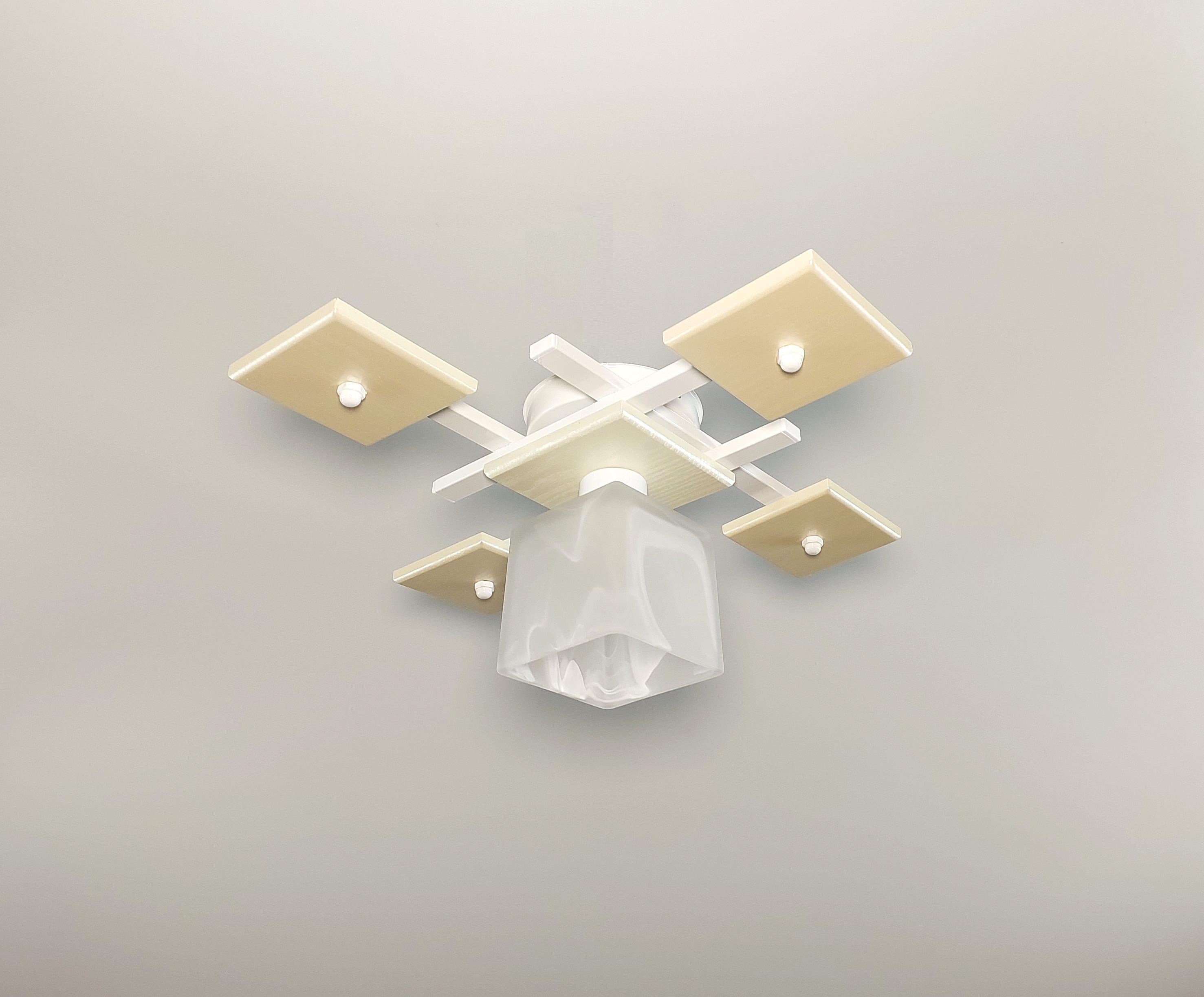 Люстра стельова 2002/1 на 1 плафон металева Білий/Бежевий (21313825)