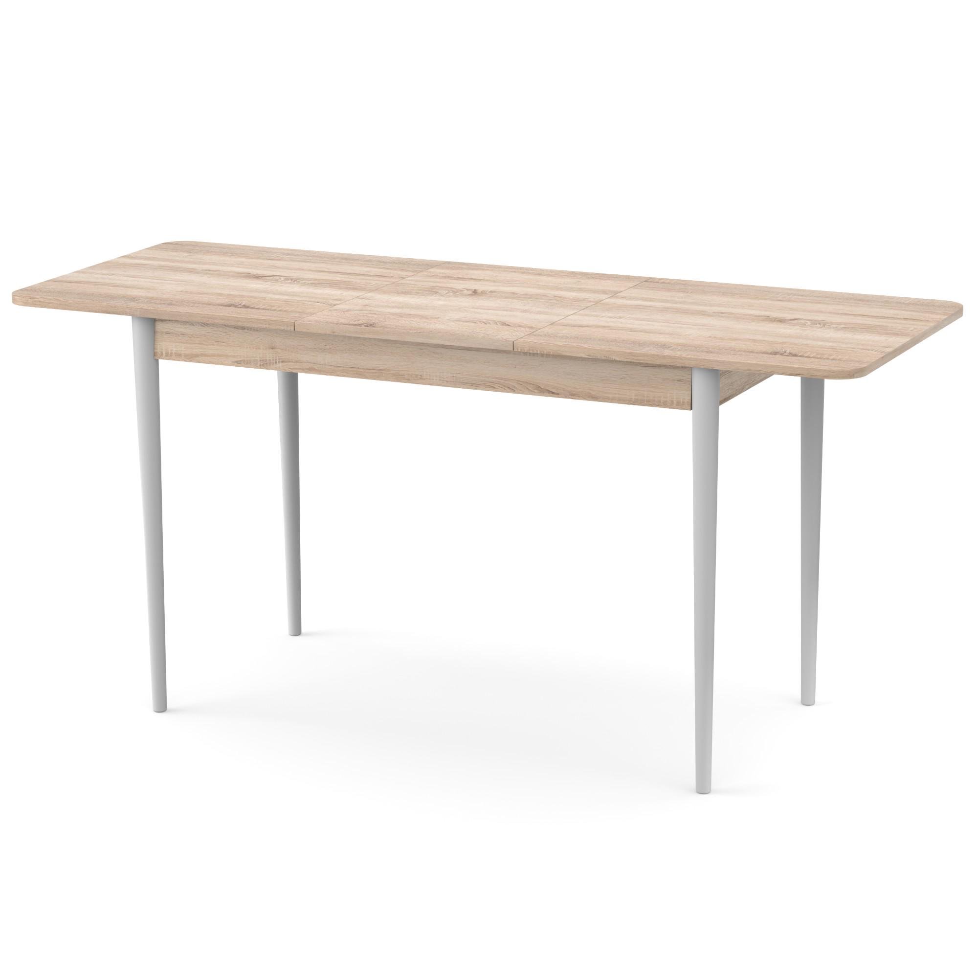 Стол раздвижной Неман Моно прямоугольный Дуб сонома/Белый (2308932657)