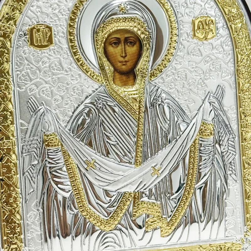 Ікона Свята Богородиця Покрова арочна посріблена (6706/2) - фото 3