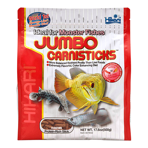 Корм Hikari Tropical Jumbo Carnisticks для крупных тропических хищных рыб 30+ см палочки 20-22 мм 500 г плавающий (21642)