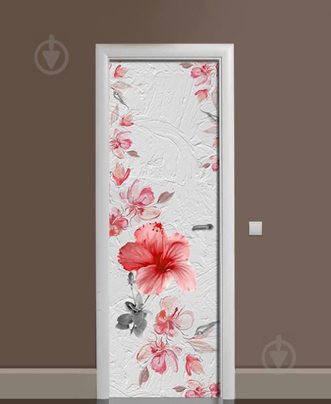 Наклейка на дверь Zatarga «Чистые помыслы гибискуса» 650х2000 мм виниловая 3Д наклейка декор самоклеящаяся