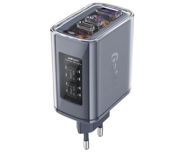 Устройство сетевое зарядное Acefast A45 PD65W QC 3.0 2Type-C/1USB Grey Устройство сетевое зарядное Acefast A45 PD65W QC 3.0 2Type-C/1USB Grey