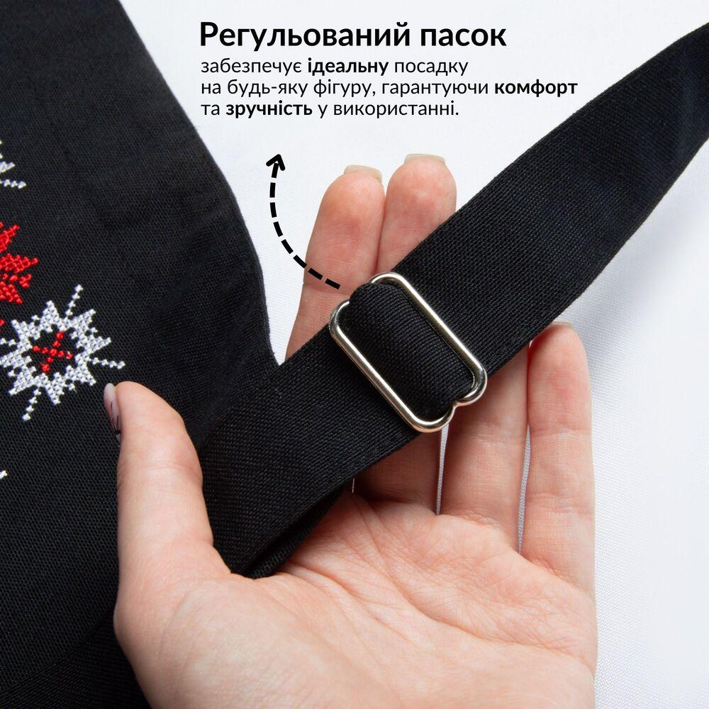 Фартук с этно вышивкой и карманом водоотталкивающий Черный (25646) - фото 8 Фартук с этно вышивкой и карманом водоотталкивающий Черный (25646) - фото 8