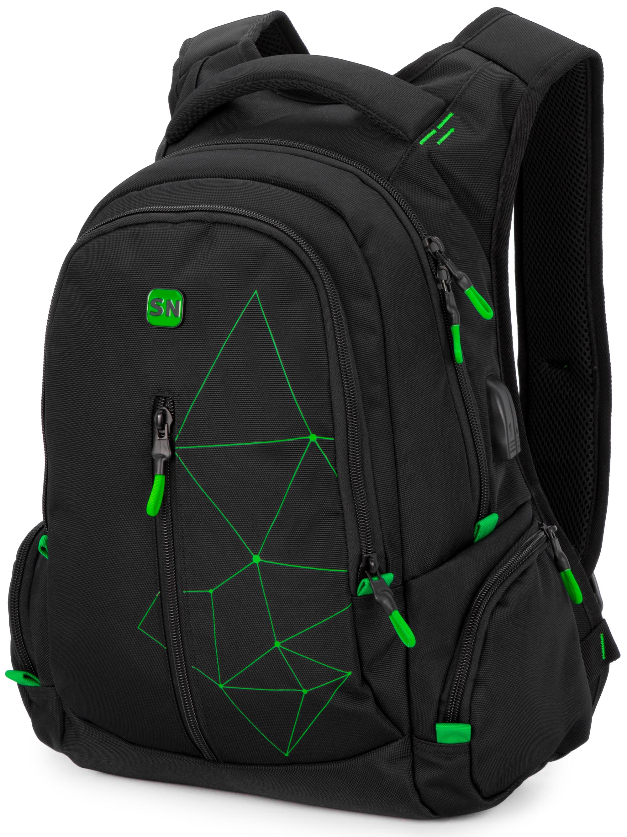 Рюкзак подростковый SkyName с ортопедической спинкой с usb портом Черный (90-135 G)