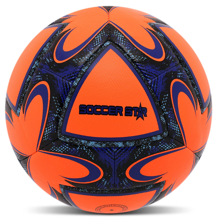 М'яч футбольний HYBRID SOCCER STAR PU ламінований гібридна зшивка №5 (FB-4461_Помаранчевий-синій)