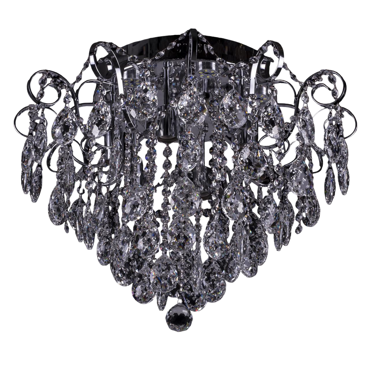 Люстра E1136/6+6/СН хрустальная с пультом и LED подсветкой на 6 лампочек Хром